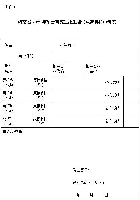 湖南省教育考試院關(guān)于2022年全國碩士研究生招生考試考生申請成績復(fù)核有關(guān)事項的公告