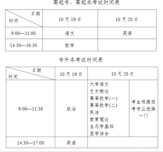 2024寧夏成考具體考試科目時間安排表